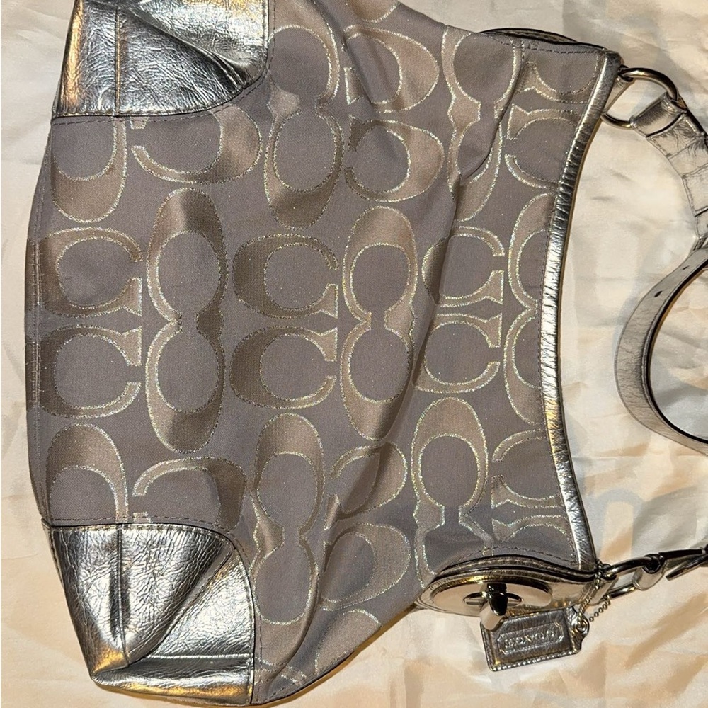 Silver and Gray Designer Tote Bag